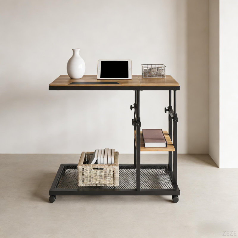 Mobile C Table,Office Table With Tiltable Drawing Board,Side Table