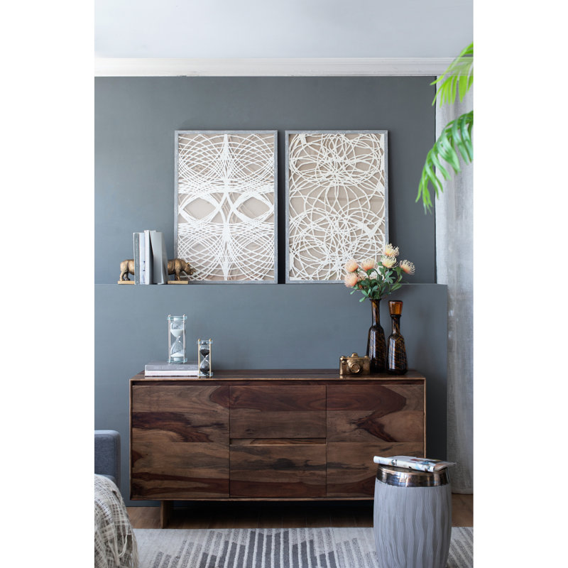 Ensemble de 2 décorations murales pour boîte-cadre 2 feuilles, 23,5 po x 1 po x 35,5 po, cadre gris délavé, configuration de papier élaborée, embellissement des environnements de bureau et de famille, conception, décoration et espaces