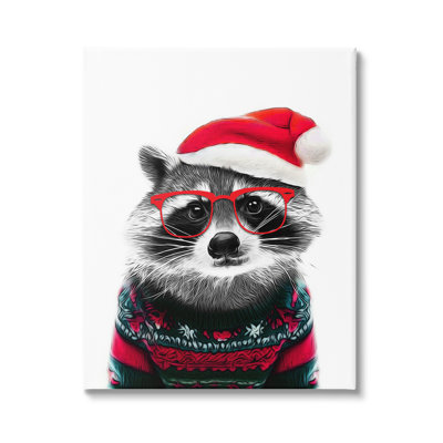 " Raccoon In Holiday Sweater "