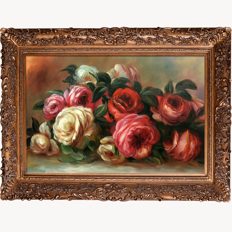 «Discarded Roses» par Pierre-Auguste Renoir - Peinture sur toile encadrée, H 33,5 po x l 45,5 po x P 2 po, Cuivre