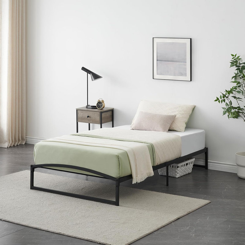 Base de lit basse pleine grandeur - sommier plateforme en métal robuste de 6/10 pouces sans sommier tapissier sans bruit