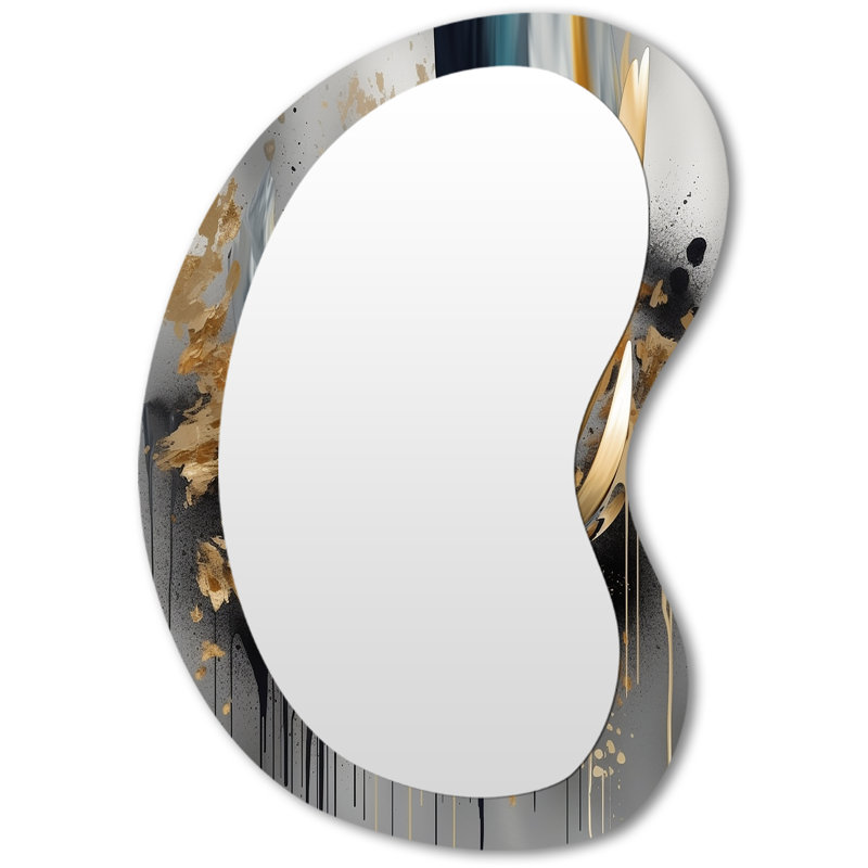 Abstract Shapes And Infinity Lines IV - Abstract Metal Art Decor - Asymmetrical Modern Wall Mirror, 31" x 22"