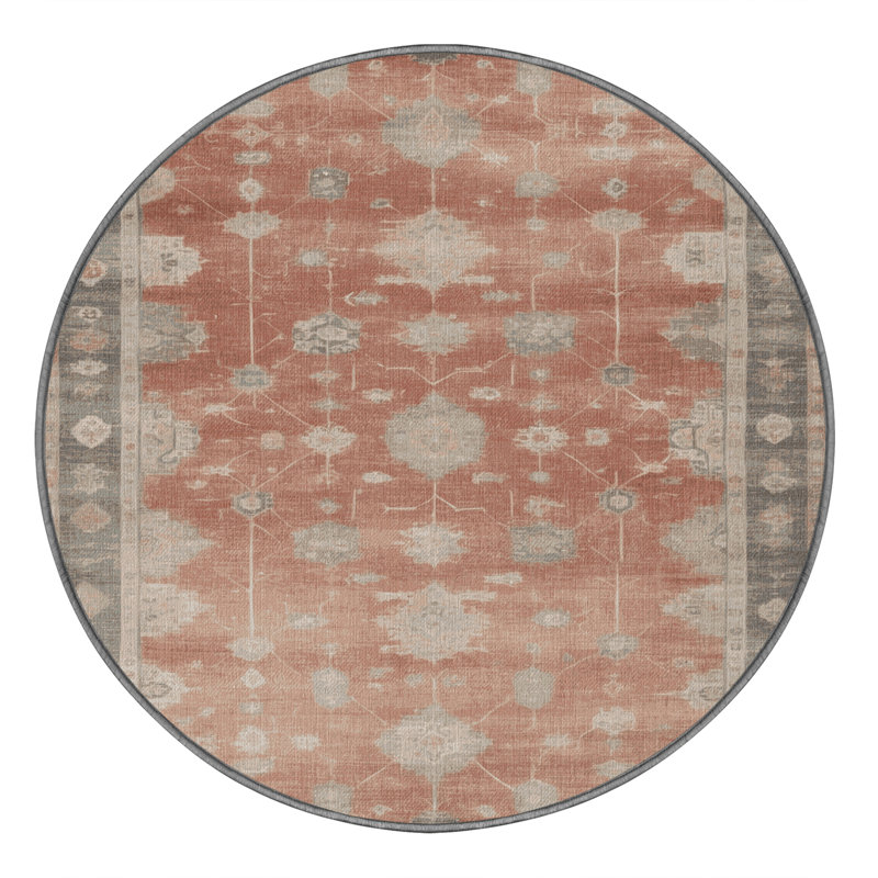 Tapis brun lavable à la machine, Rond 5 pi
