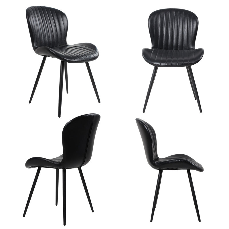 Chaises de salle à manger en cuir, Noir