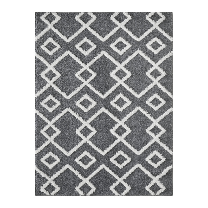Tapis d'intérieur bleu en polyester tissé à la machine Eliot, Rectangle 3 pi 3 po x 5 pi 3 po