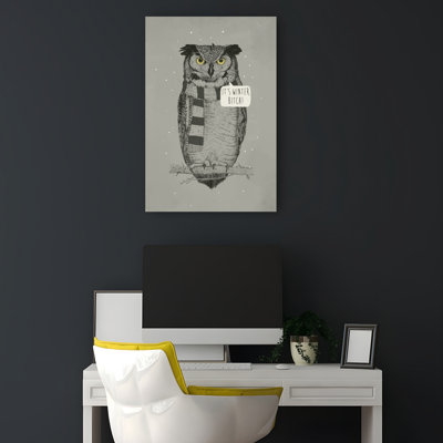 Sarcastic Winter Owl Abstract Contemporary Bird Owl Forest Landscape Wall Art Print 1 Piece Wrapped Canvas Wall Art