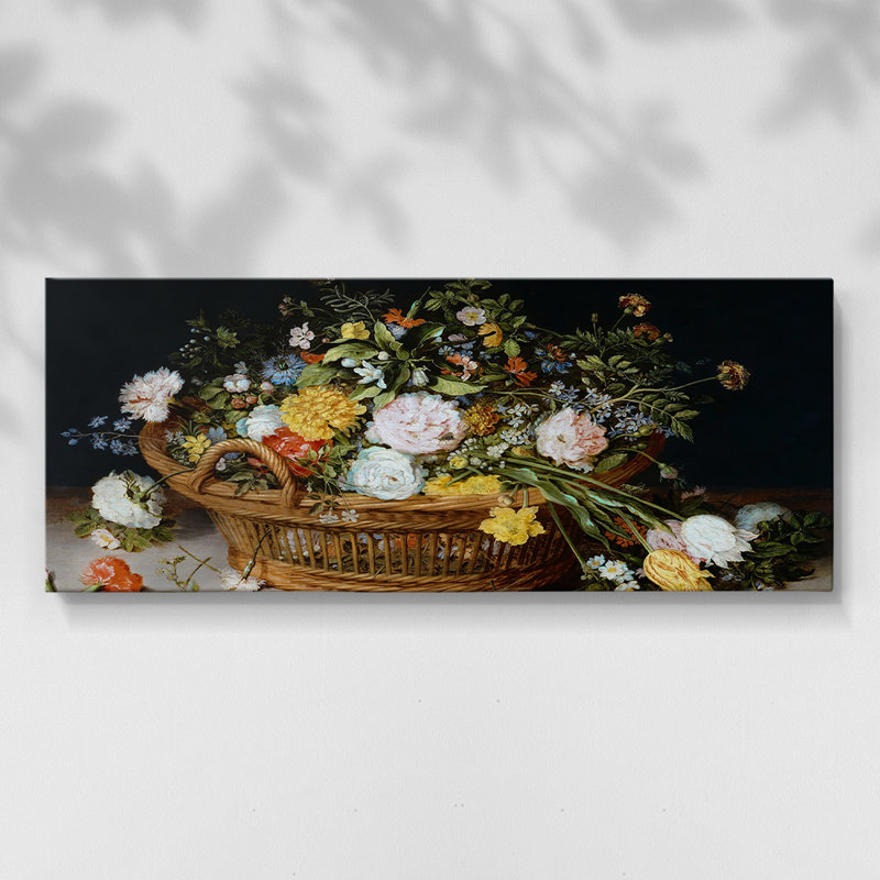 Un panier de fleurs - Toile tendue avec châssis - Prêt à accrocher, H 12 po x l 30 po