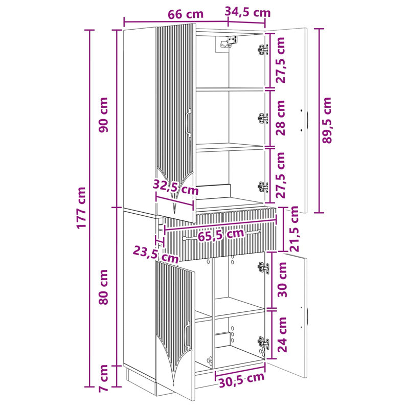 4 -Door 4 Storage Cabinet, Sonoma Oak