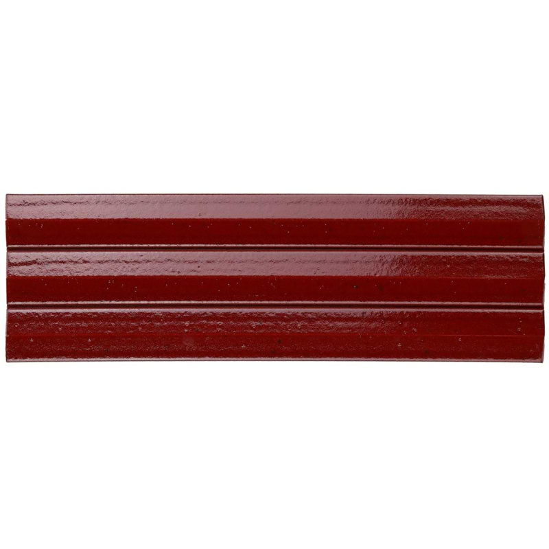 Ponto 5x16 Fluted 3D Polished Porcelain Tile, Ruby Red