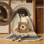 Tapis abstrait moderne et contemporain lavable à la machine Alexa Hanukkah - beige-1043486617