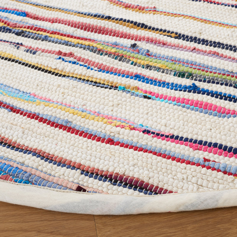 Tapis en coton tissé à la main Burks, Rond 4 pi