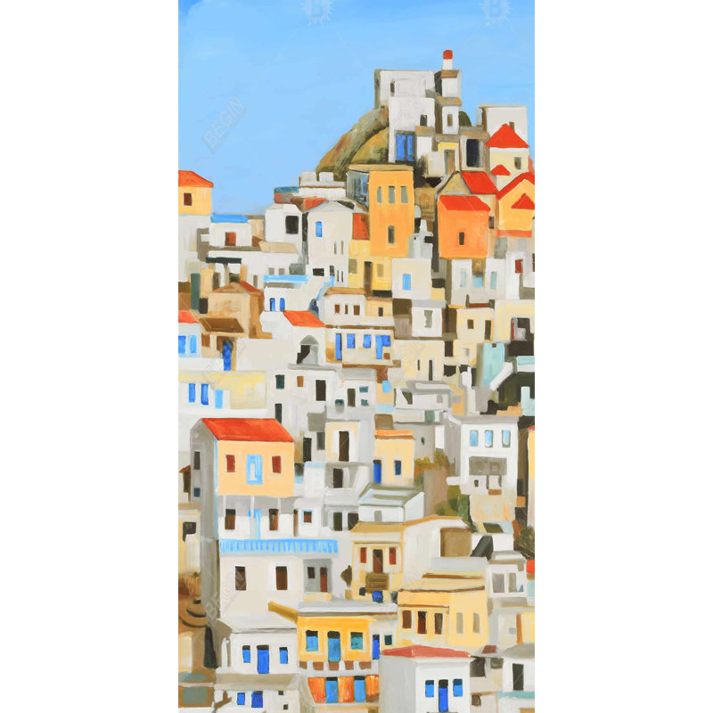 Petites maisons en Grèce - Toile de bureau pour la décoration intérieure