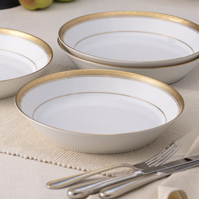 Noritake Crestwood Gold Set of 4 Coupe Dinner Bowls, 9.75", 43 oz.