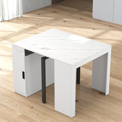 Modern Multifunctional Extendable Dining Table With Outlet, Space Saving Expanding Table With Storage For Party, Weddings, Meetings, Celebrations
