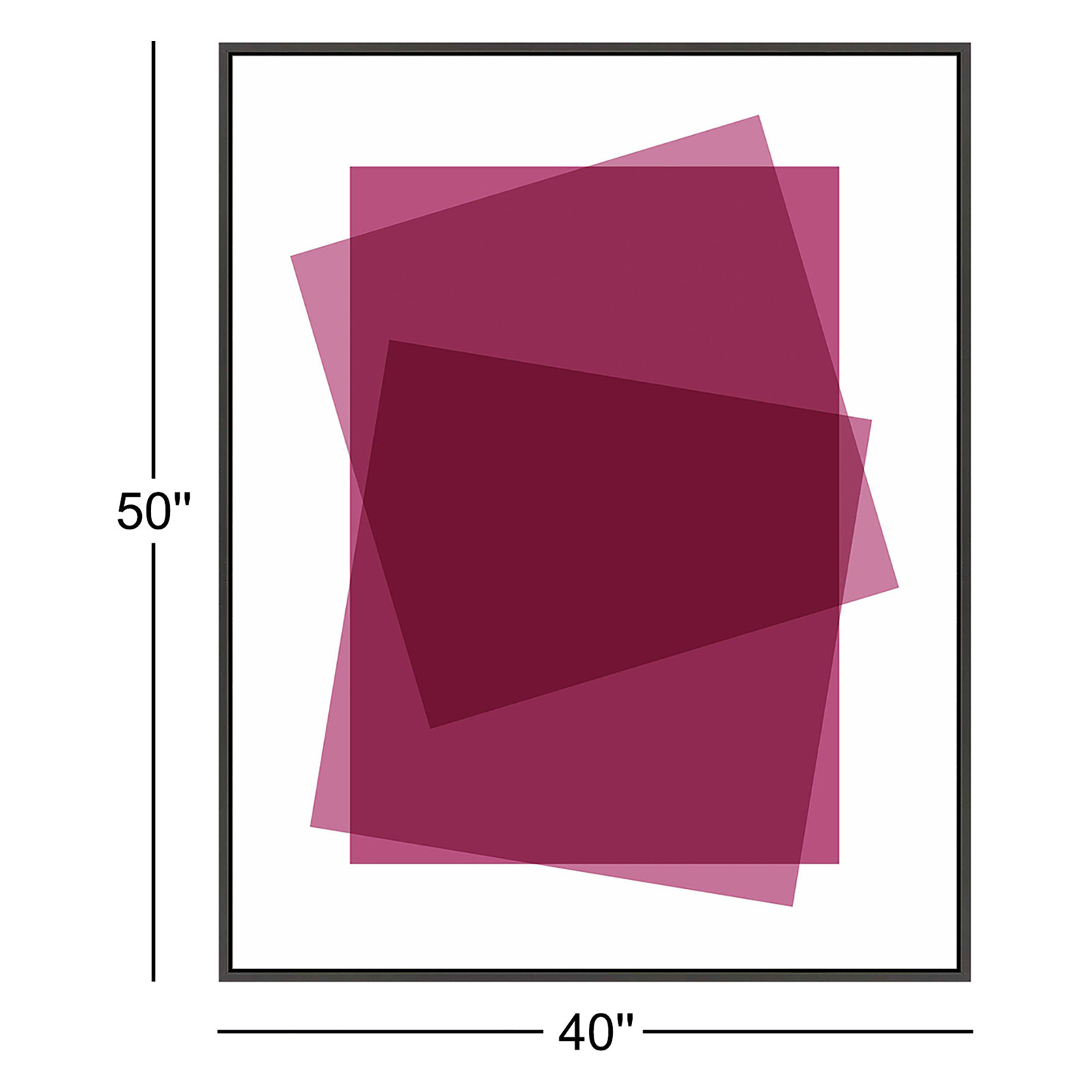 Claret & Pink Kami by Jacques Pilon, 50" H x 40" W, Black Framed Canvas
