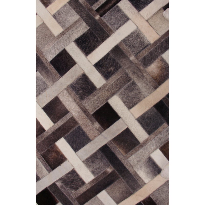 Natural Hide Cowhide Geometric Area Rug, Rectangle 5' x 8'