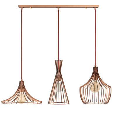 Luminaire suspendu géométrique à 3 lumières pour îlot de cuisine Gallego