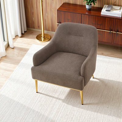 Chaise d'appoint rembourrée avec dossier incurvé et pieds en métal pour le salon
