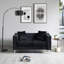 Canapé en velours noir 59,4 pouces de largeur avec boutons ornés de bijoux, accoudoirs carrés, 2 coussins