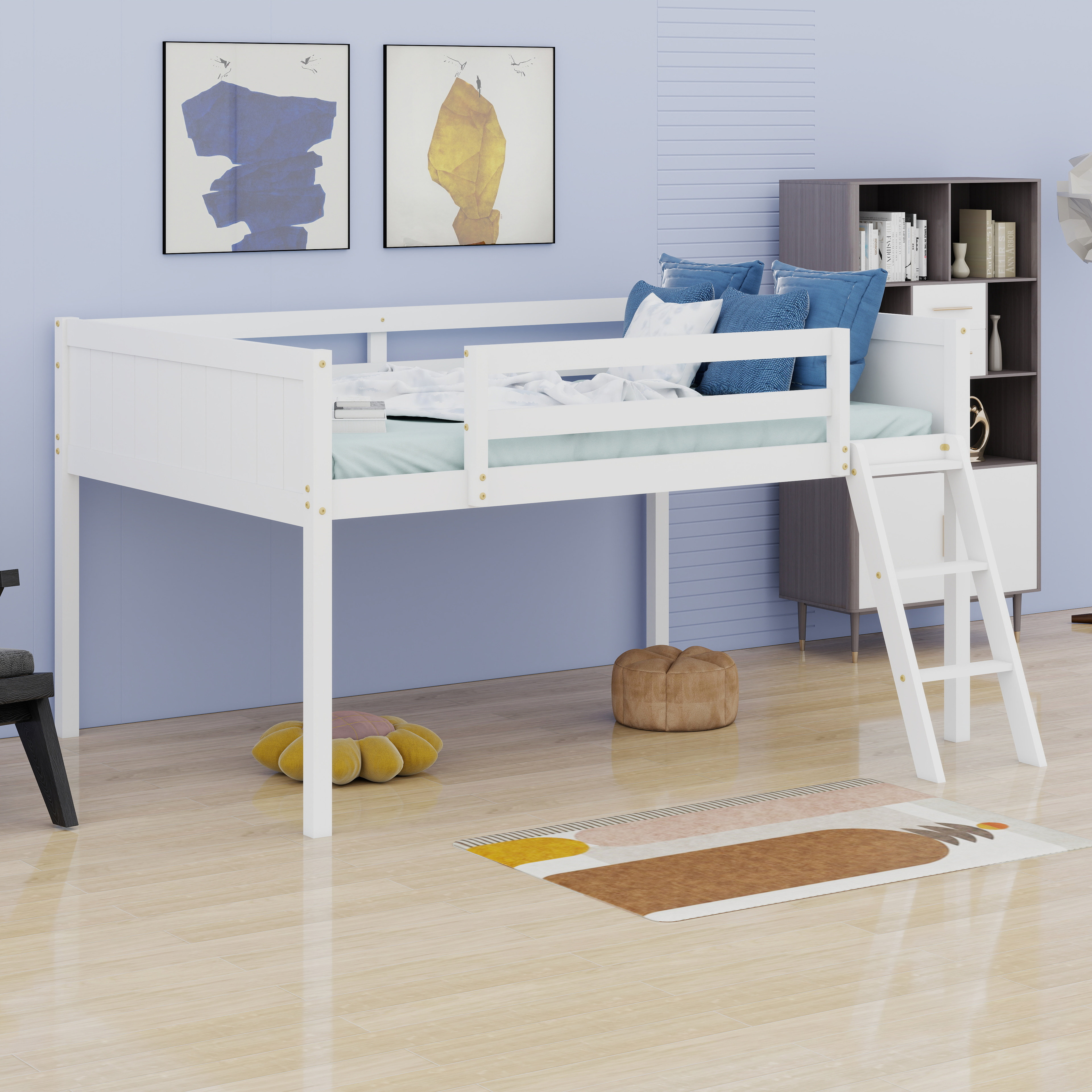 Ebern Designs Low Loft With Full Guardrail And Short Ladder - Wayfair ...