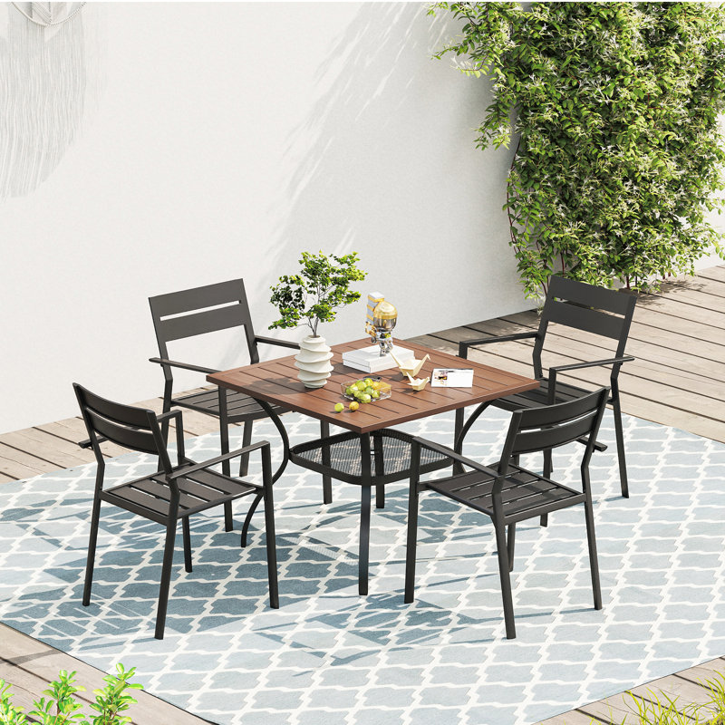 Ensemble repas d'extérieur de 5 pièces,  H 28,7 po x L 37,8 po x l 37,8 po, Brun, 4
