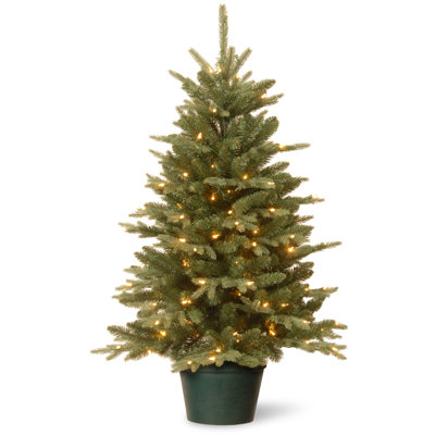 36" H Pre-Lit PVC and PE Potted Artificial Christmas Tree
