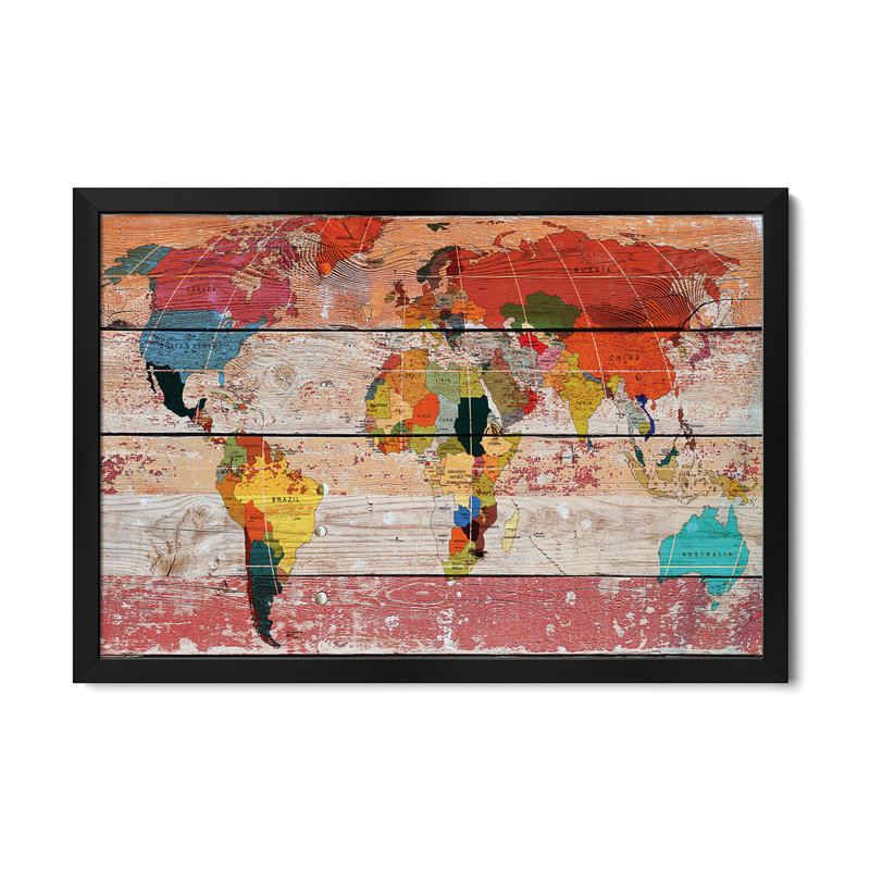 World Map Premium Framed Poster by Irena Orlov, 16" H x 24" W