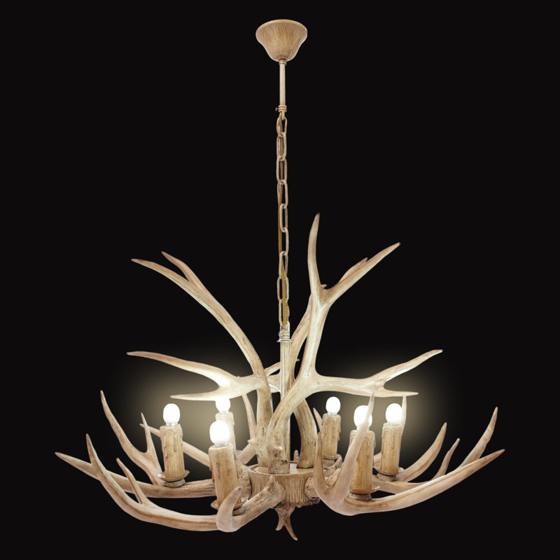 Décoration de plafond en forme de corne de cerf rétro 6 lumières Escher