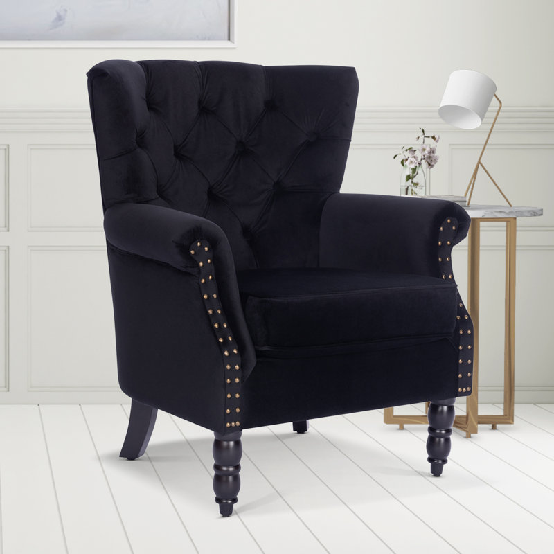 Liana Harmonsburg Accent Wingback Chair, Black