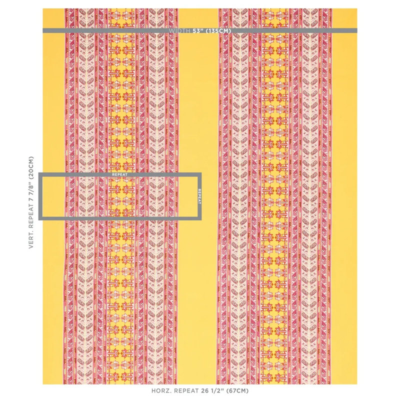 Tissu brodé Vinka, Rose / Jaune