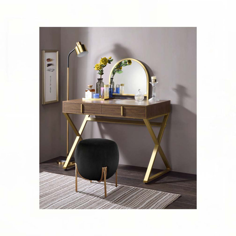 Bureau de meuble-lavabo avec miroir et plateau à bijoux Coleen