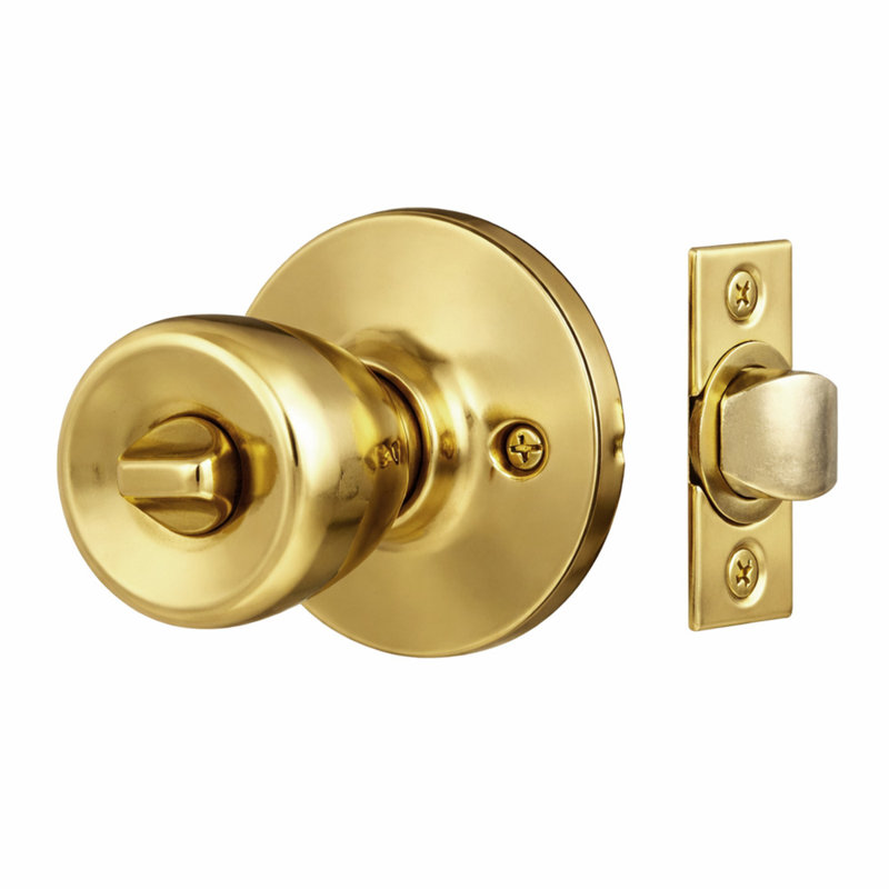 Terrace Keyed Door Knob, Polished Brass