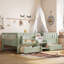 Lit simple pour enfants avec tablettes intégrées, tiroirs de rangement, escalier de sécurité et rails, bois de pin, gris-947912941-947912943