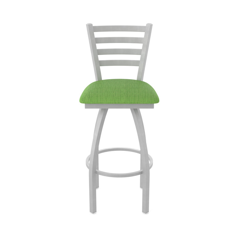 Jackie Swivel Stool, Anodized Nickel, Bar Stool (30" Seat Height), Fabric-Graph Parrot