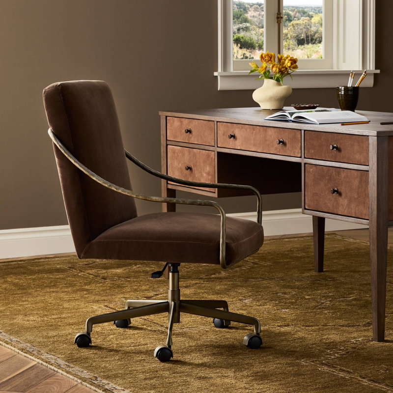 Alonzo Desk Chair-Blamont Cream, Surrey Mink