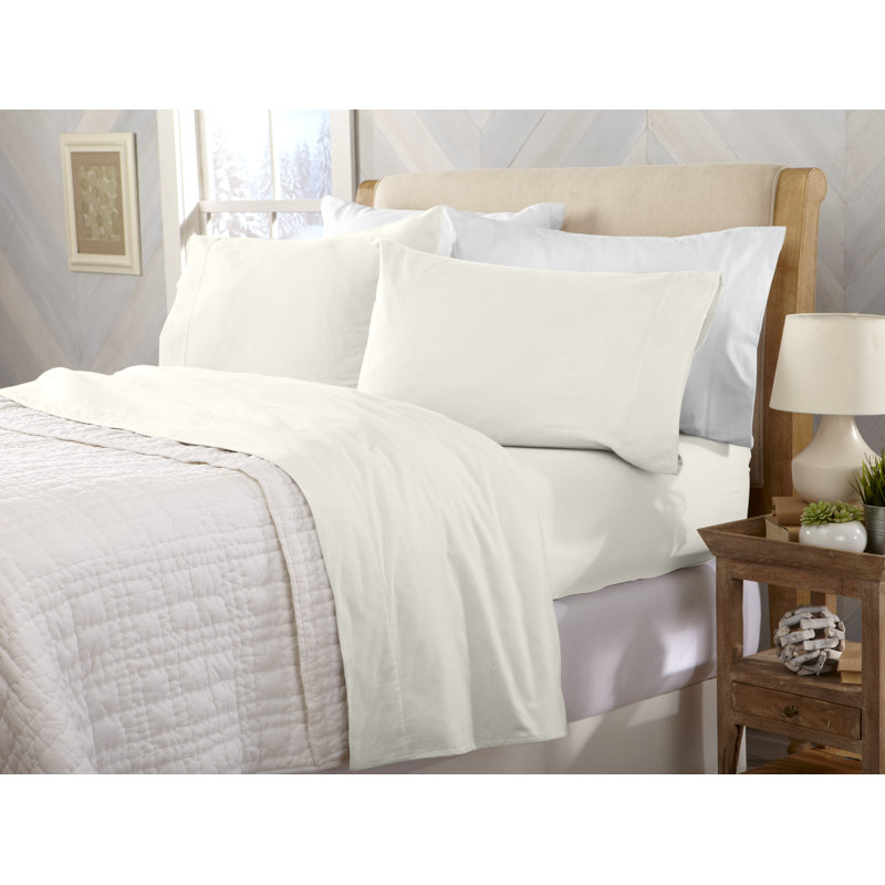 Queen Gray Cotton Flannel Holiday Print Sheet Set