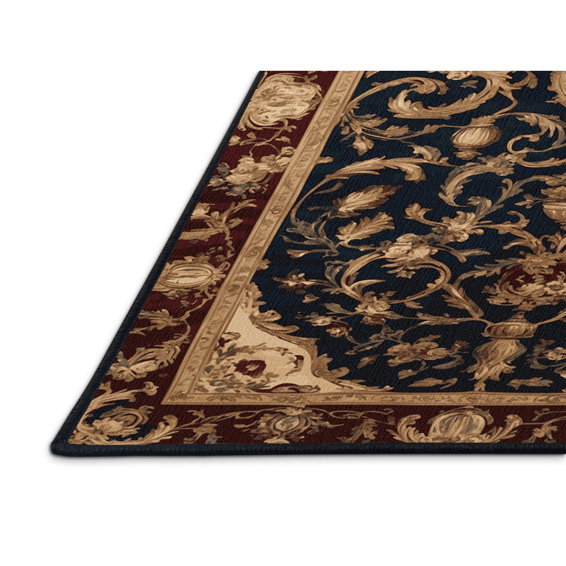Tapis noir français lavable à la machine, Rectangle 5 pi x 7 pi