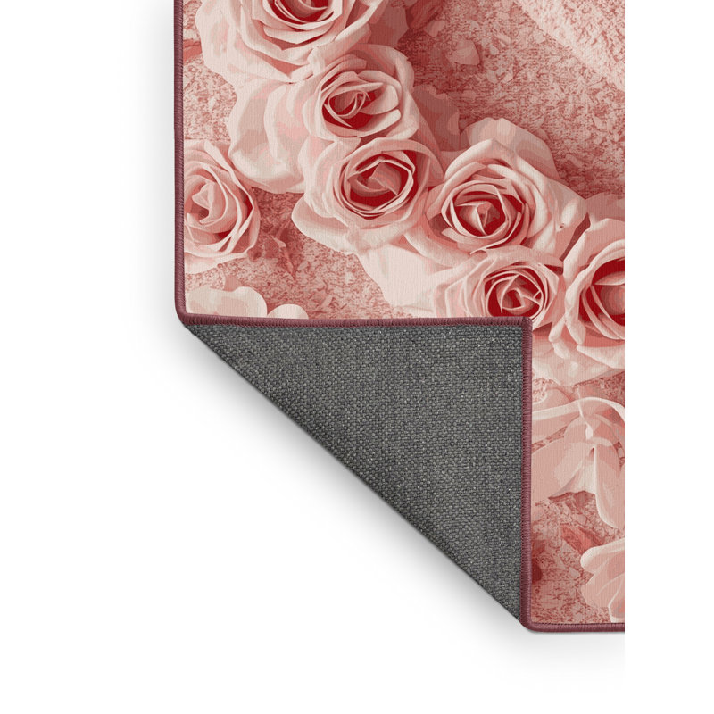 Soft Plush Escoto Valentines Modern & Contemporary Abstract Area Rug in Brown – Rose Binding, 8x12
