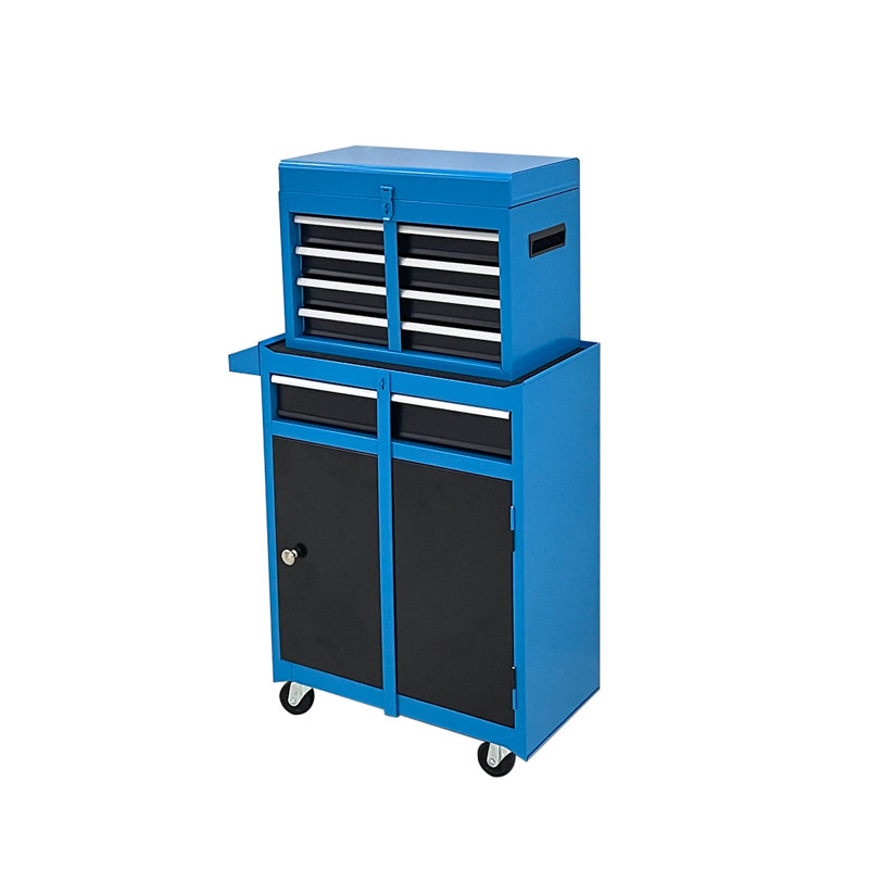 Metal Tool Cabinet Storage Box Chest With 5 Drawers Portable with Wheels, Red