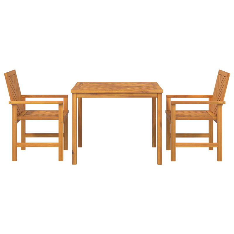  Ensemble de salle à manger de jardin 3 pièces en bois d'acacia massif