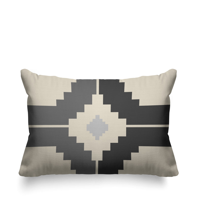 Coussin intérieur / extérieur Kele Southwestern, gris