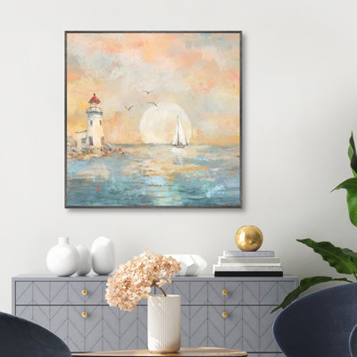 «Harbor Sail R» par Studio Arts, art mural encadré
