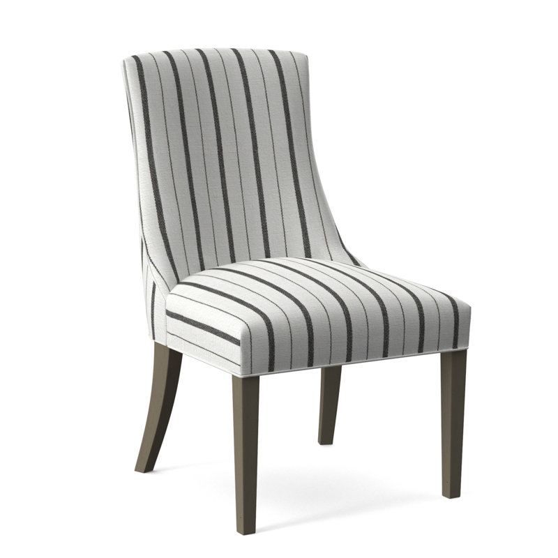 Tuxedo Slipper Dining Chair, Light Blue Performance Fabric; 0851-55, Stone Hearth Finish