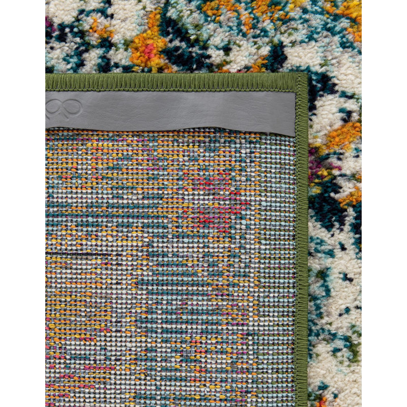 Galyean Abstract Green/Orange Area Rug, Runner 2' x 5'1"