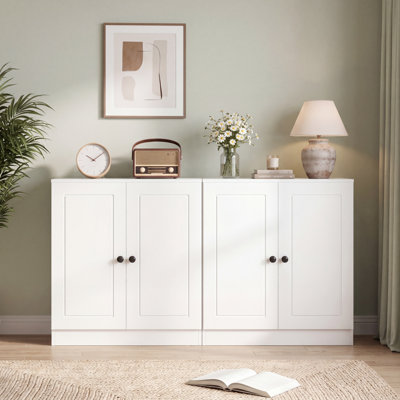 Ensemble de 2 armoires d'appoint de 58,6 po avec 2 tablettes réglables et portes pour le salon ou le vestibule