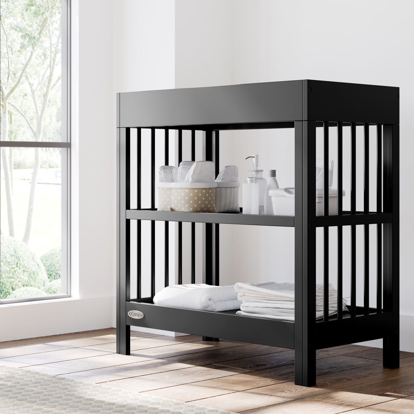 Teddi Changing Table with Pad, Black