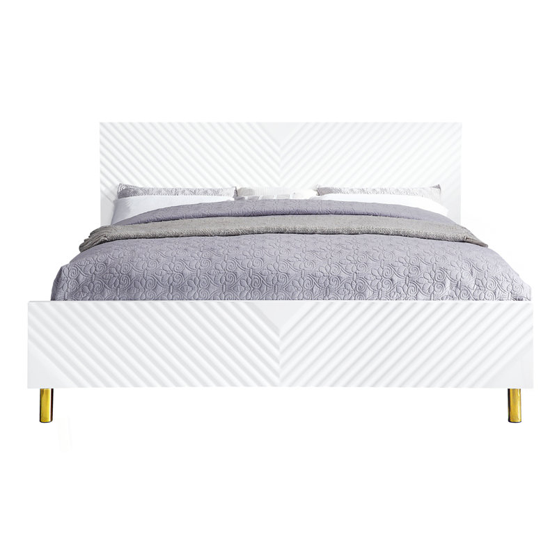 White High Gloss Finish Queen Bed