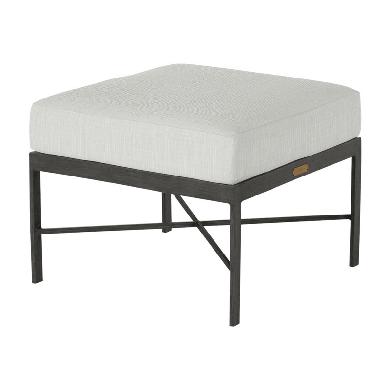 Monaco Outdoor Ottoman With Cushion, Verona Silver Sunbrella®, Welt, Slate Gray