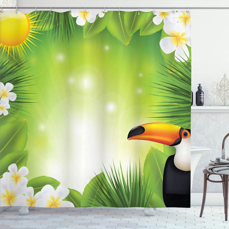 Ensemble de rideau de douche Tropical Hawaii Exotic Jungle, H 84 po x l 69 po