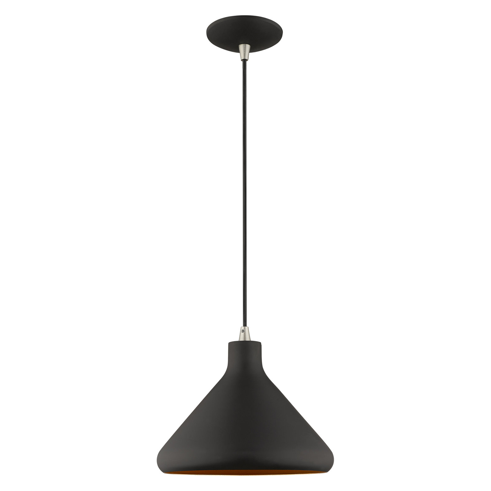 Schultz Dimmable Dome Single Light Pendant, Black, 13" H x 7" W x 7" D